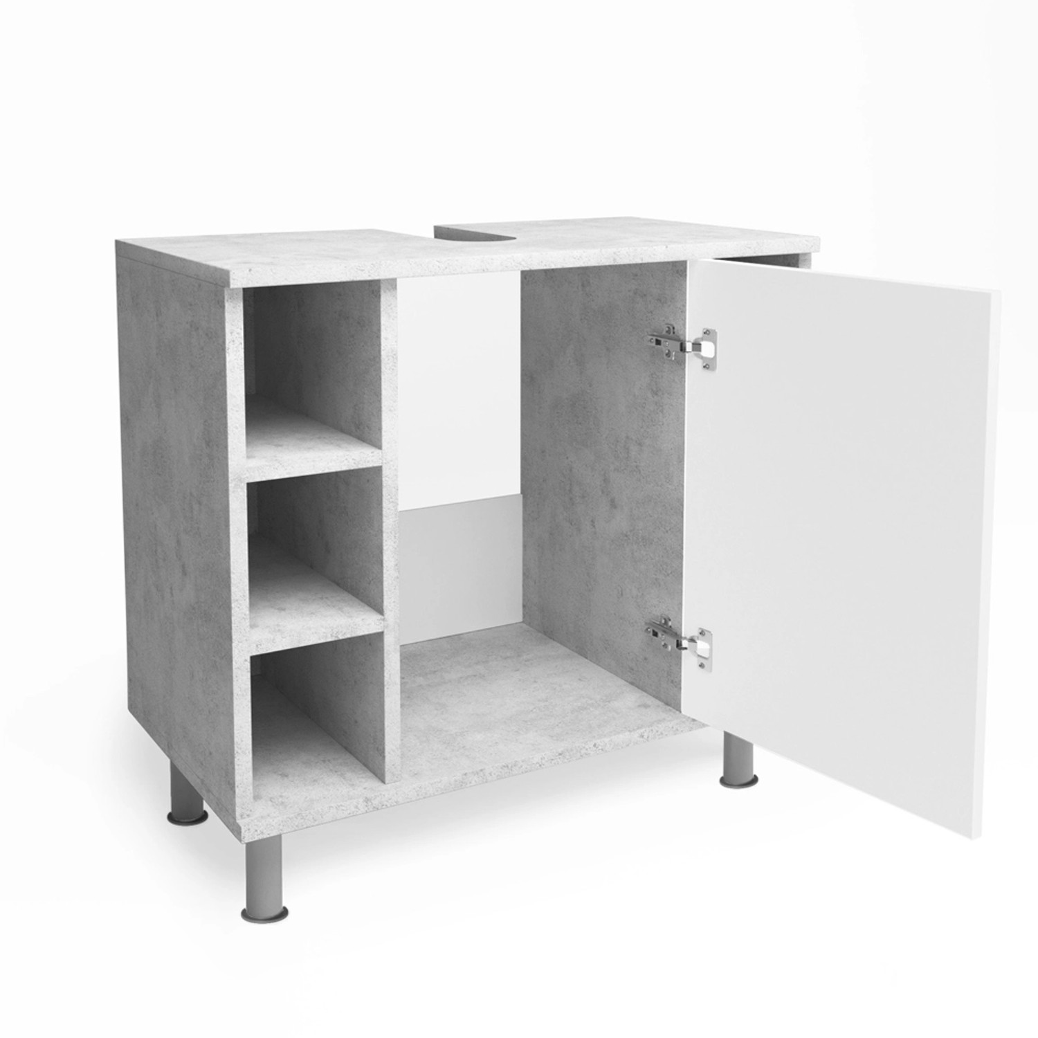 Vicco Waschbeckenunterschrank Fynn, Beton/Weiß, 60 x günstig online kaufen