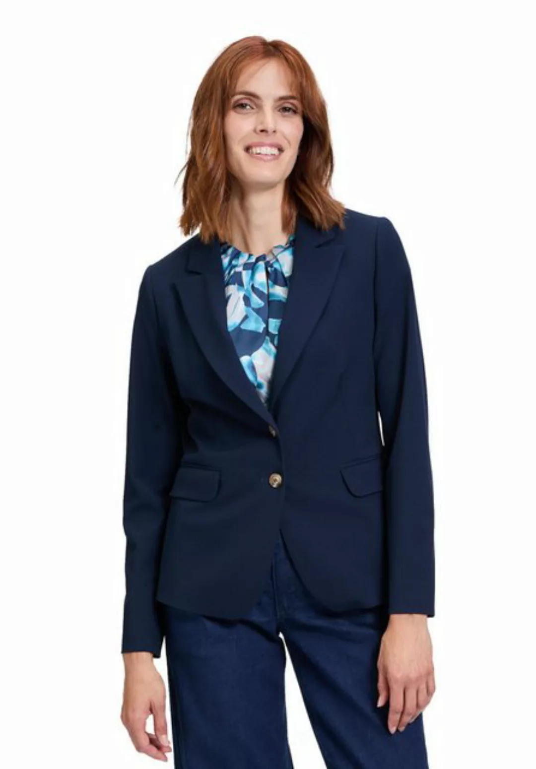 Betty&Co Longblazer Betty & Co Klassischer Blazer mit Taschen Druckfutter günstig online kaufen