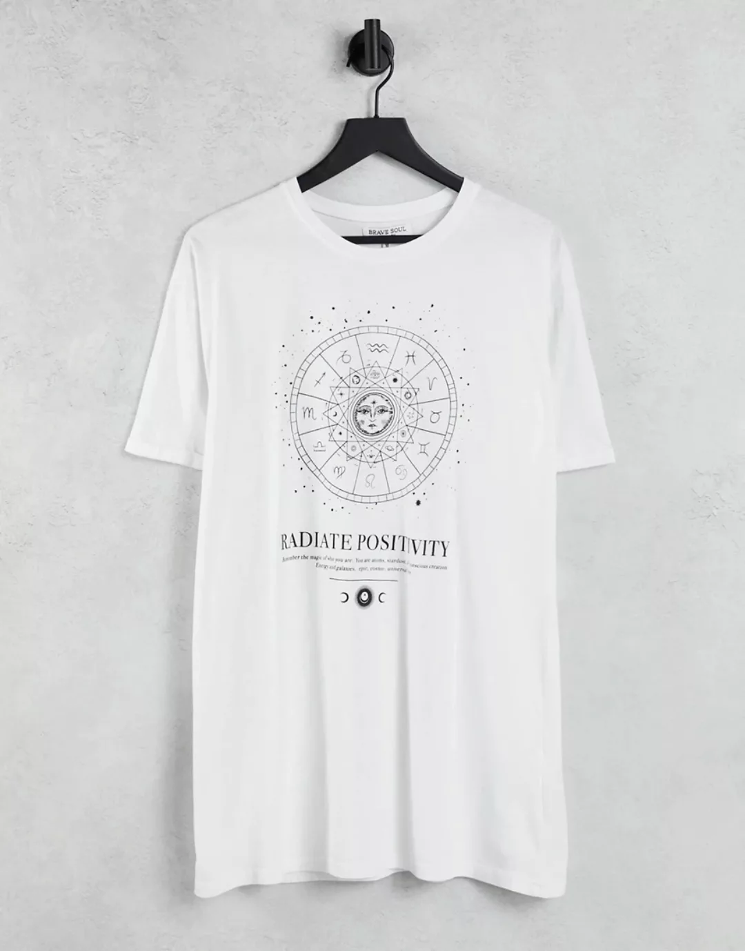 Brave Soul – Bedrucktes T-Shirt-Kleid in Weiß günstig online kaufen