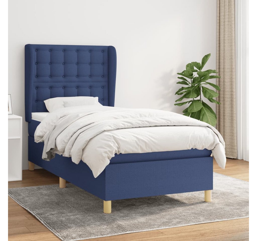 vidaXL Boxspringbett Boxspringbett mit Matratze Blau 80x200 cm Stoff Bett B günstig online kaufen