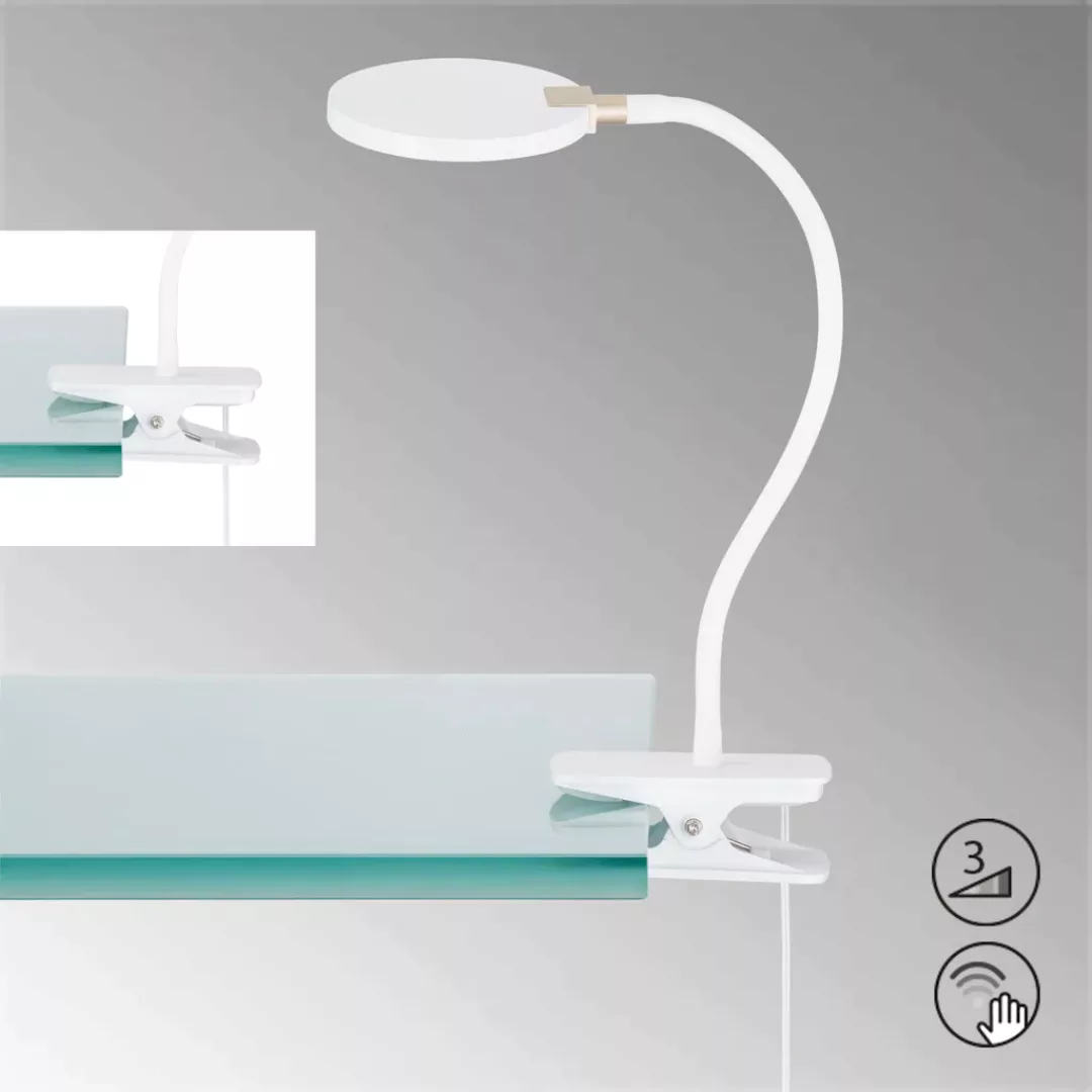 Fischer & Honsel LED Klemmleuchte Luiz 35 cm x 10,5 cm Weiß günstig online kaufen