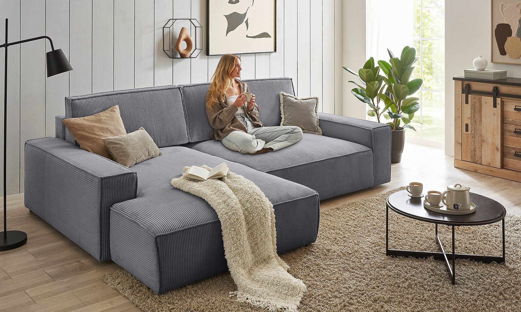 Home affaire Ecksofa "NEU: SHERWOOD XXL 284, Big-Sofa L-Form, tiefe Sitzflä günstig online kaufen