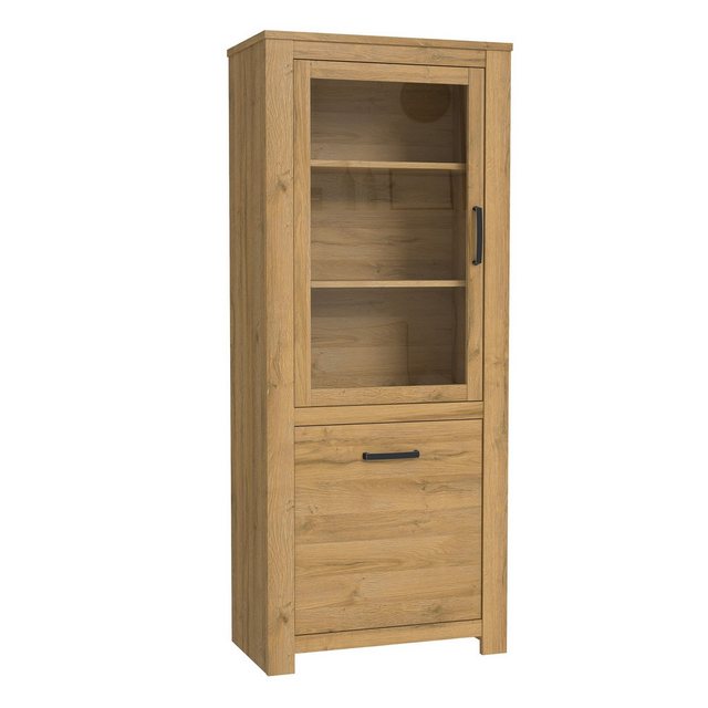 FORTE Stauraumvitrine 2 Türen, in Alteiche Dekor - 77x185,3x42,2cm (BxHxT) günstig online kaufen