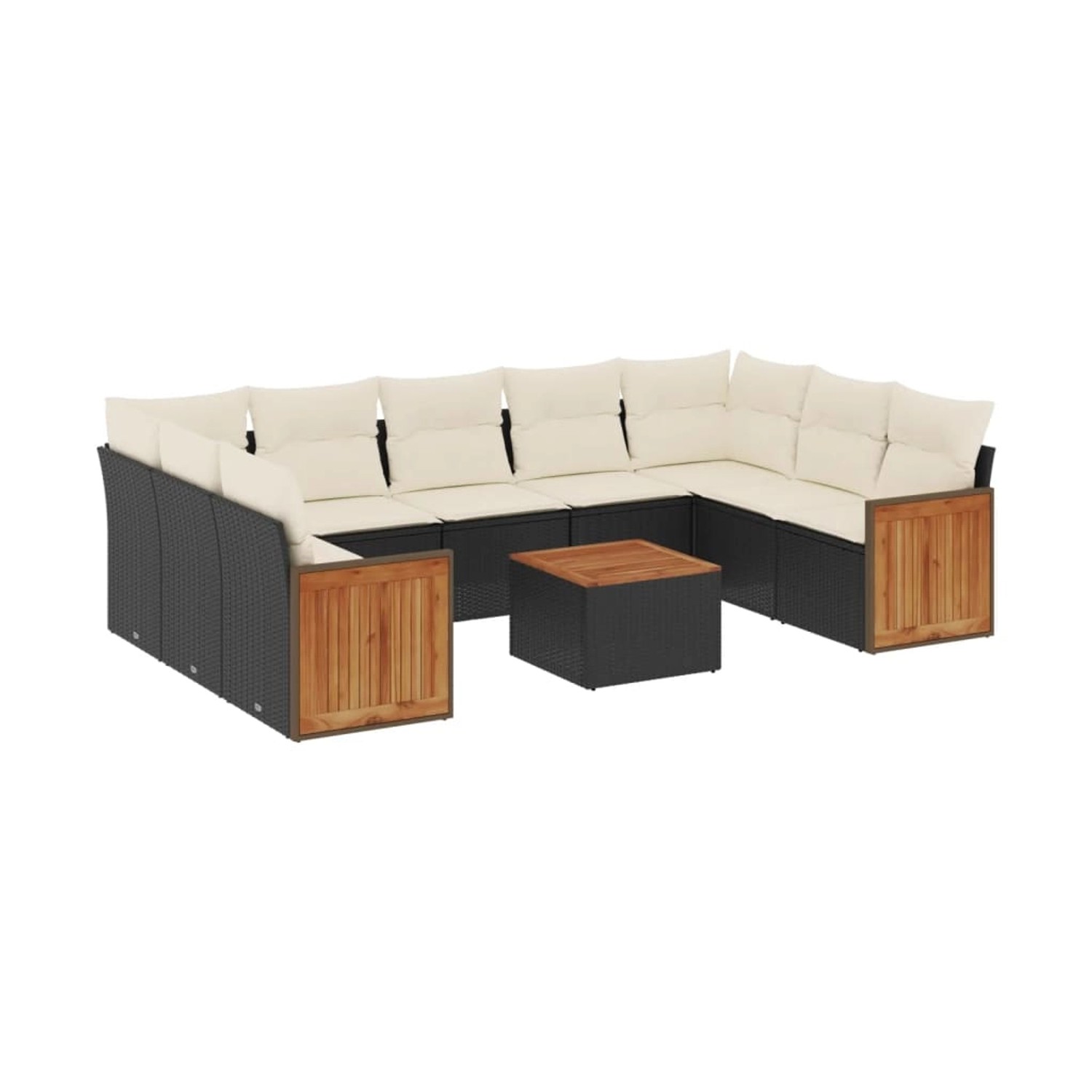 vidaXL 10-Tlg Garten-Sofagarnitur mit Kissen Schwarz Poly Rattan 3227960 günstig online kaufen