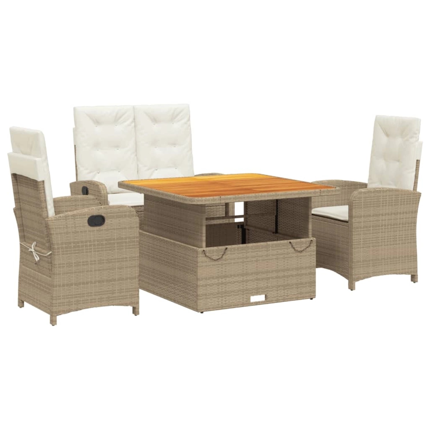 vidaXL 4-Tlg Garten-Essgruppe mit Kissen Beige Poly Rattan 3277356 günstig online kaufen