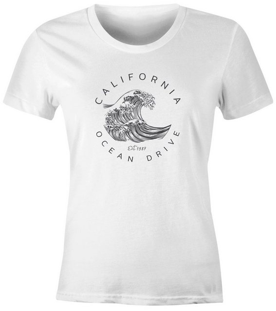 Neverless Print-Shirt Damen T-Shirt Welle Wave California Ocean Drive Surf günstig online kaufen