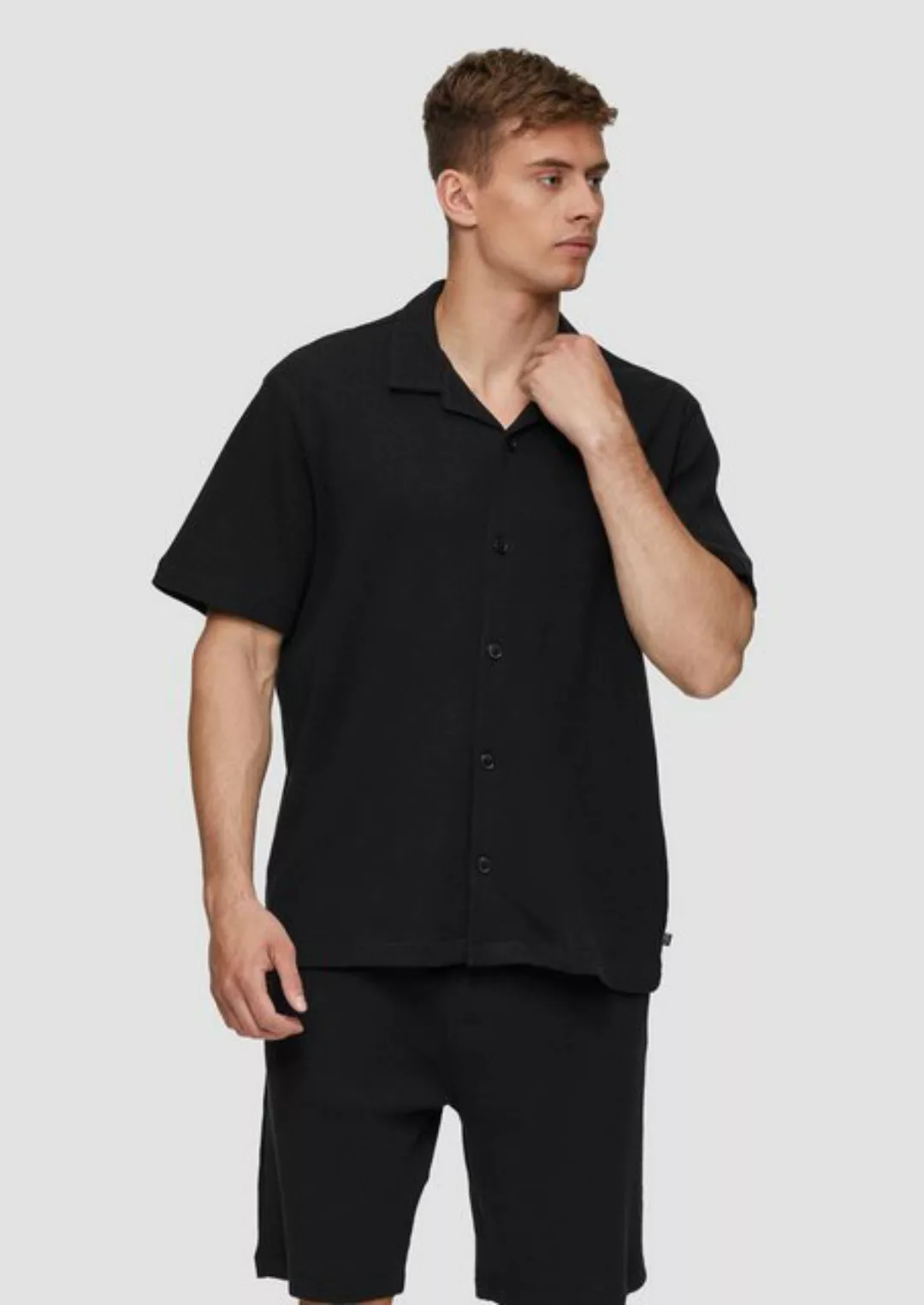 QS Kurzarmhemd Kurzarmhemd aus Waffel-Piqué mit Knopfleiste günstig online kaufen