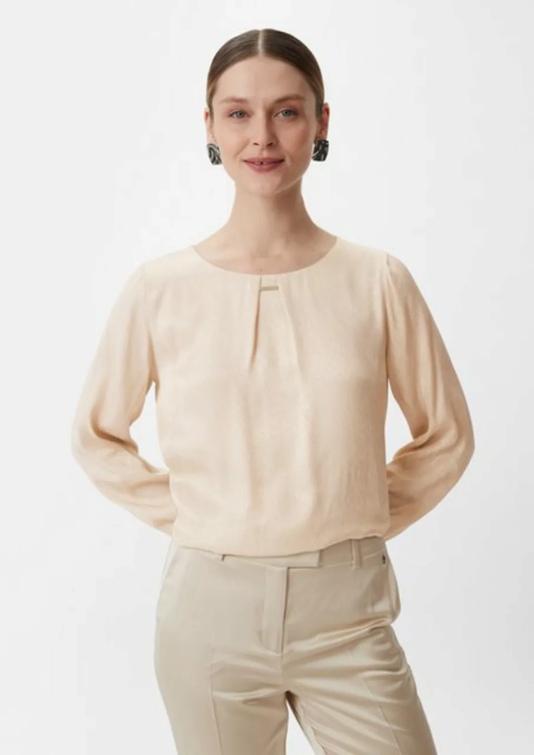Comma Langarmbluse Bluse aus strukturiertem Satin Metallic günstig online kaufen