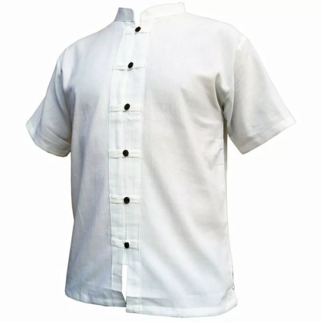 PANASIAM Kurzarmhemd Fischerhemd aus hochwertiger Baumwolle mit Holzknopfle günstig online kaufen
