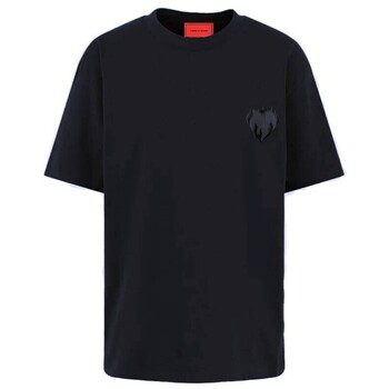 Vision Of Super  T-Shirts & Poloshirts Schwarzes T-Shirt mit Flammenherz-Lo günstig online kaufen