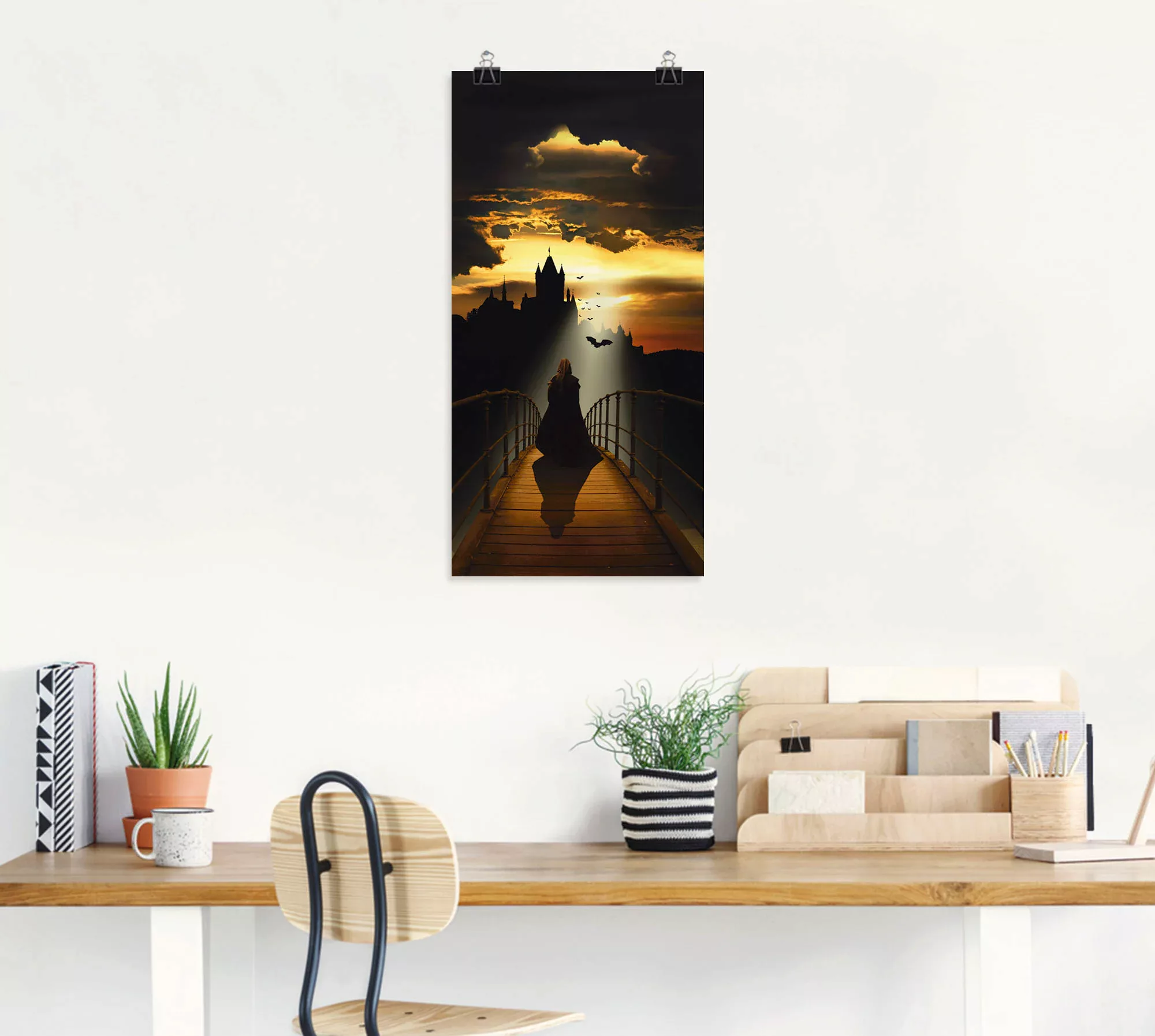 Artland Wandbild "Der Mönch auf dem Weg zur Burg", Dark Fantasy, (1 St.), a günstig online kaufen