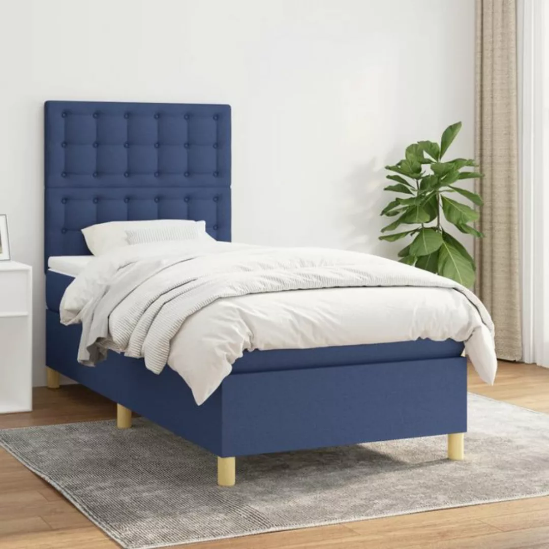 Vidaxl Boxspringbett Mit Matratze Blau 80x200 Cm Stoff günstig online kaufen