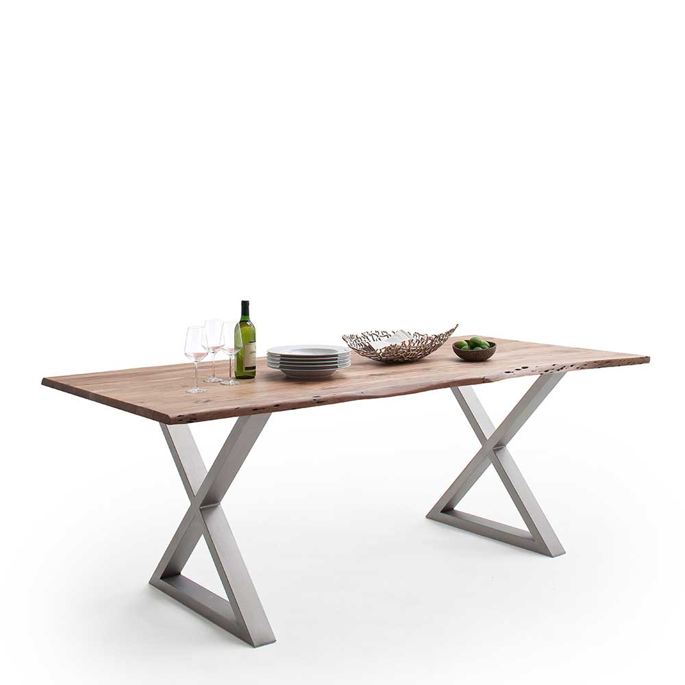 Esstisch Holztisch in modernem Design mit X Gestell günstig online kaufen