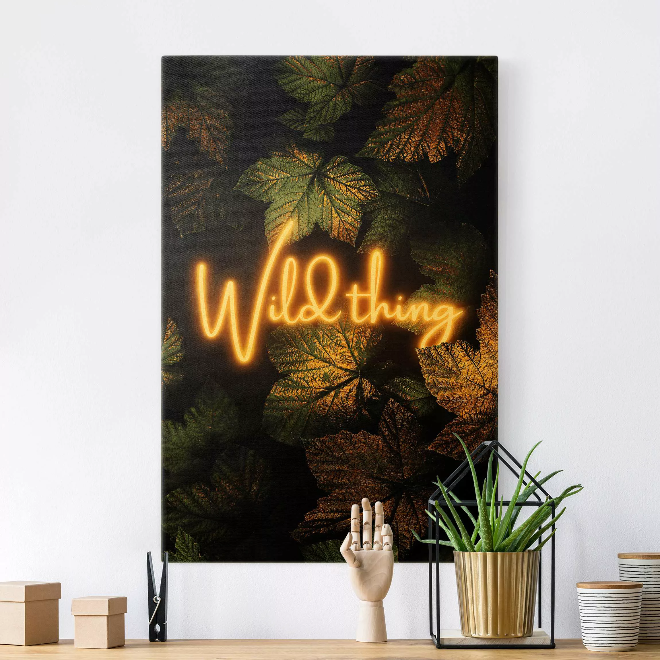 Leinwandbild Gold Wild Thing goldene Blätter günstig online kaufen