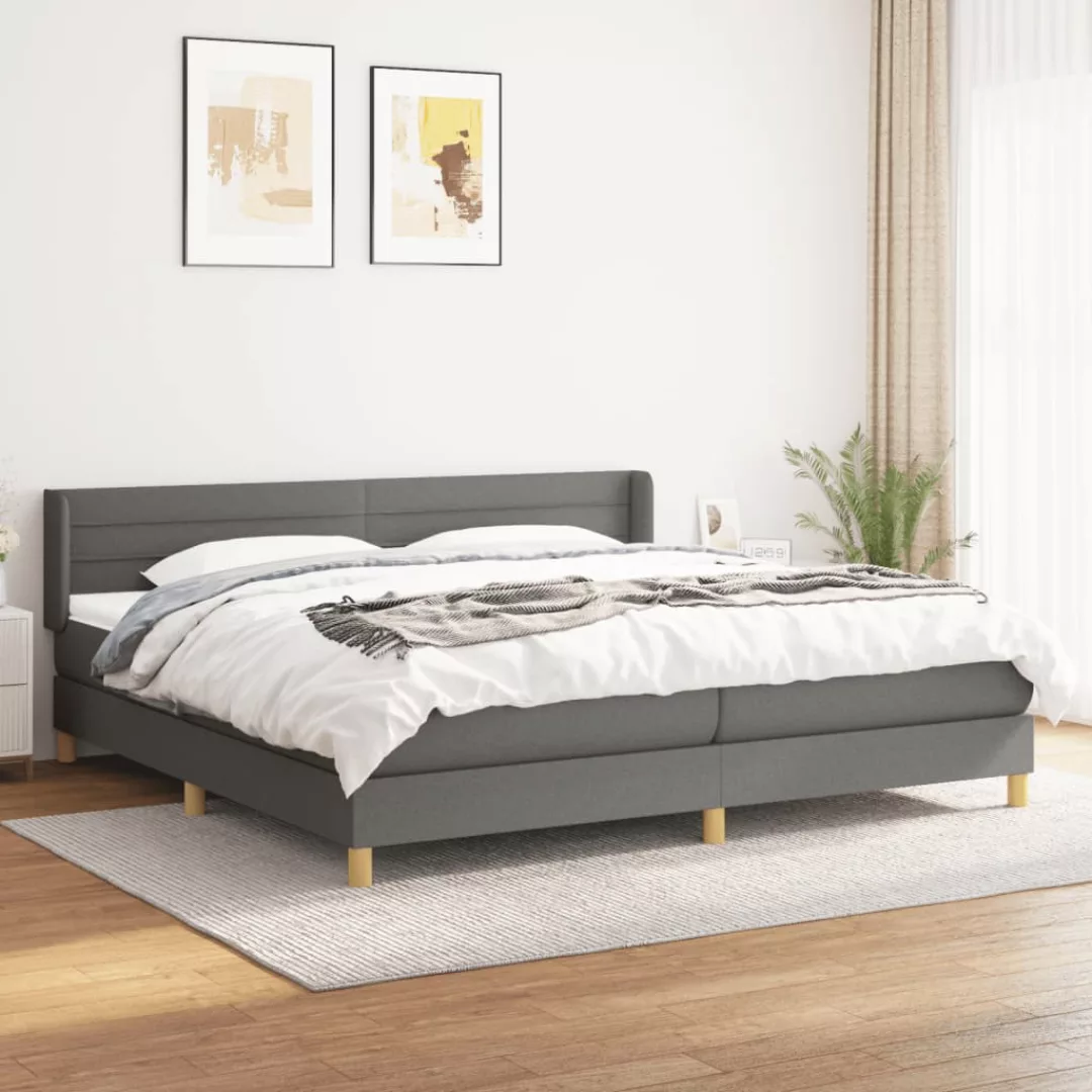 Vidaxl Boxspringbett Mit Matratze Dunkelgrau 200x200 Cm Stoff günstig online kaufen