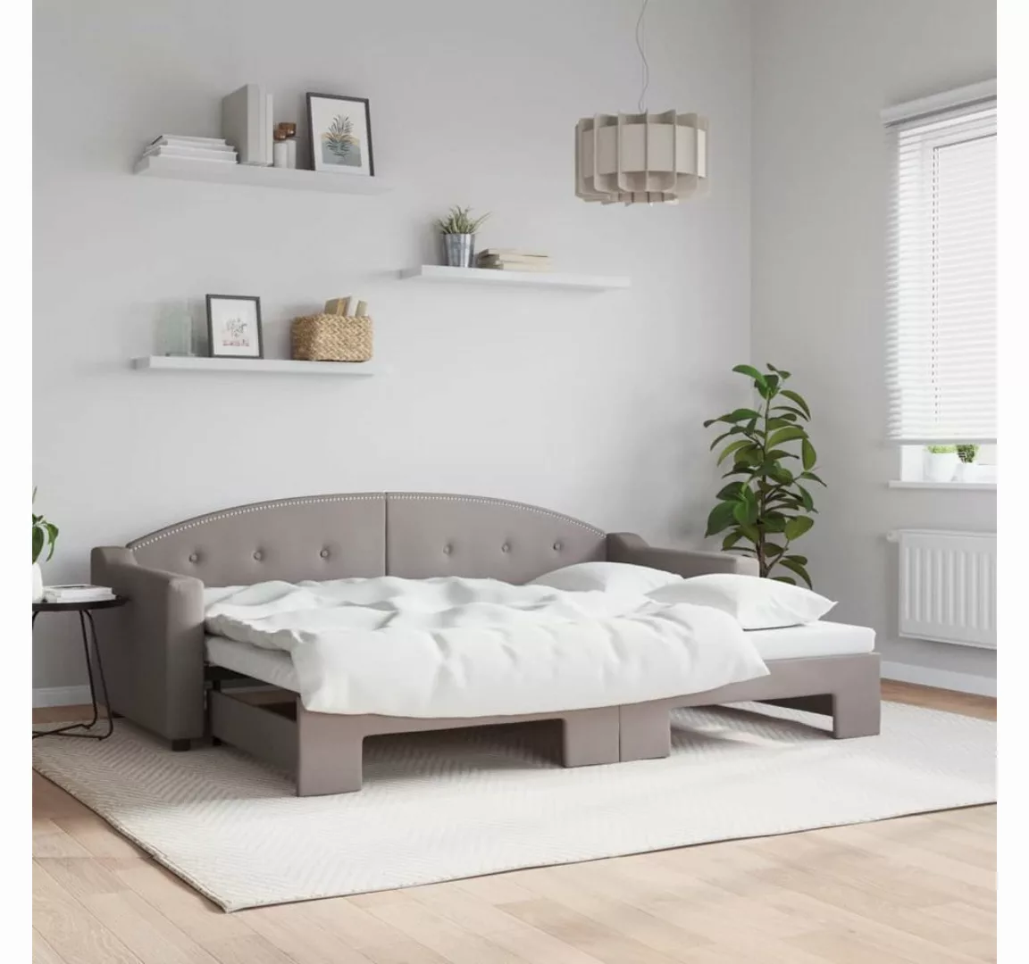 vidaXL Gästebett Gästebett Tagesbett Ausziehbar Taupe 80x200 cm Stoff Bett günstig online kaufen