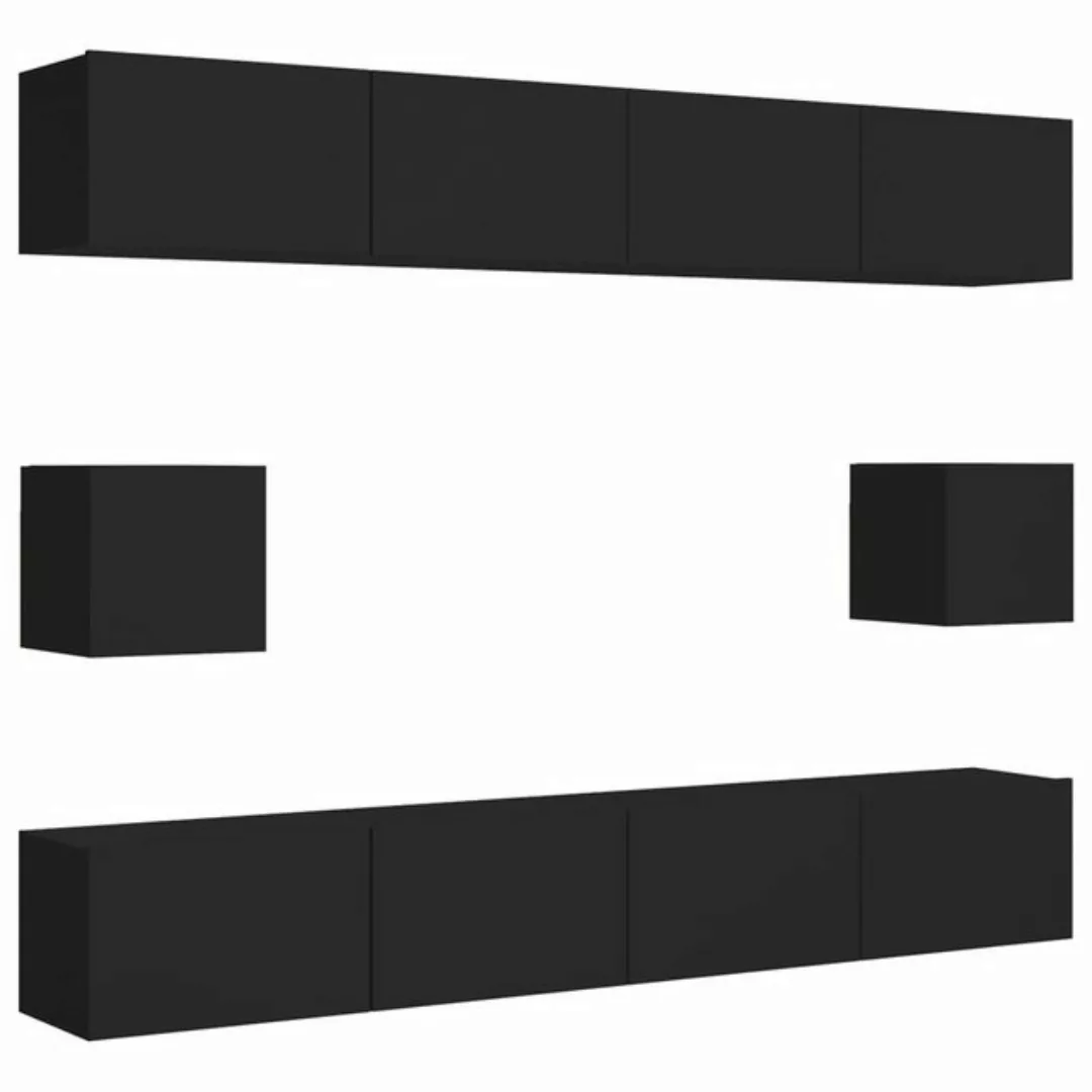 furnicato TV-Schrank 6-tlg. TV-Schrank-Set Schwarz Holzwerkstoff günstig online kaufen