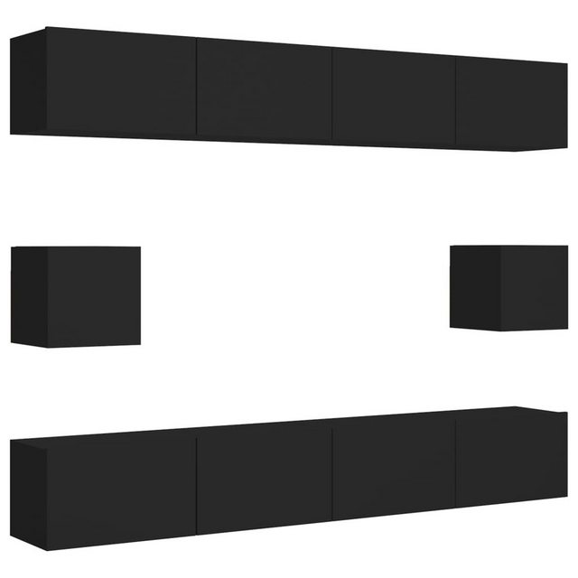 furnicato TV-Schrank 6-tlg. TV-Schrank-Set Schwarz Holzwerkstoff (1-St) günstig online kaufen