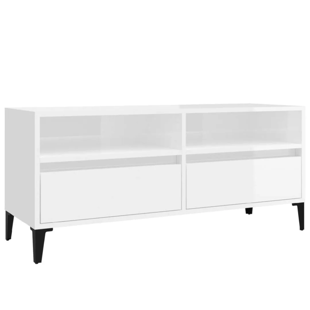 Vidaxl Tv-schrank Hochglanz-weiß 100x34,5x44,5 Cm Holzwerkstoff günstig online kaufen