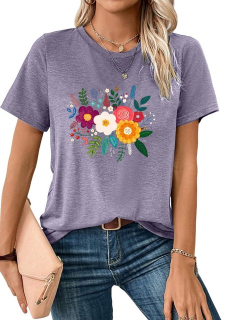 PYL T-Shirt Damen Sommer Casual Basic-Shirts Kurzarm Lockere Tops Tee günstig online kaufen