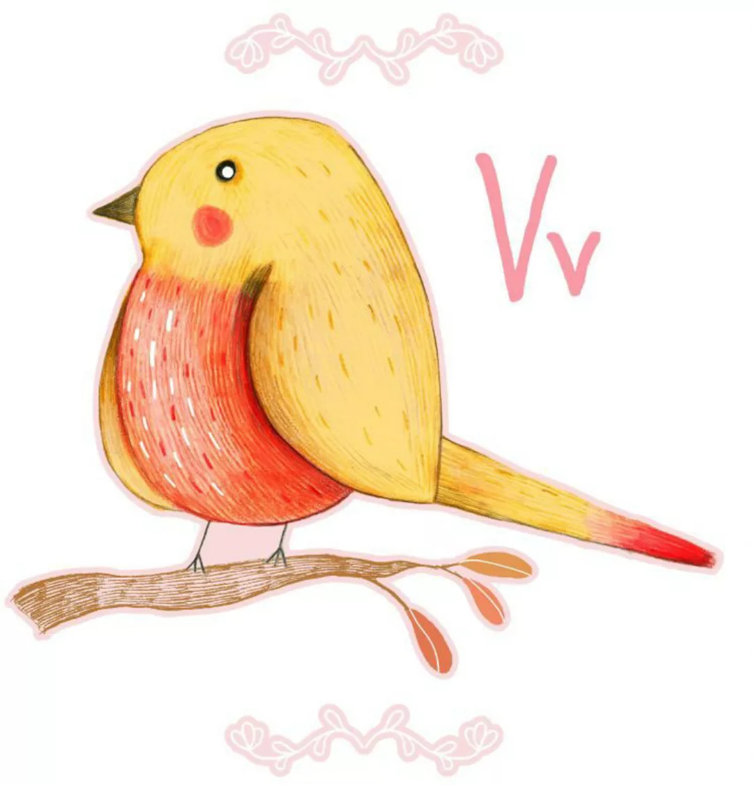 Wall-Art Wandtattoo »Kleiner Vogel Buchstabe V«, (1 St.), selbstklebend, en günstig online kaufen