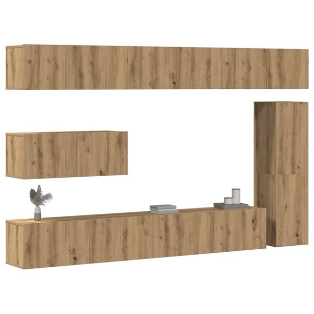 vidaXL Schrankmodule 7-tlg. TV-Schrank-Set Wandmontage Artisan-Eiche Holzwe günstig online kaufen