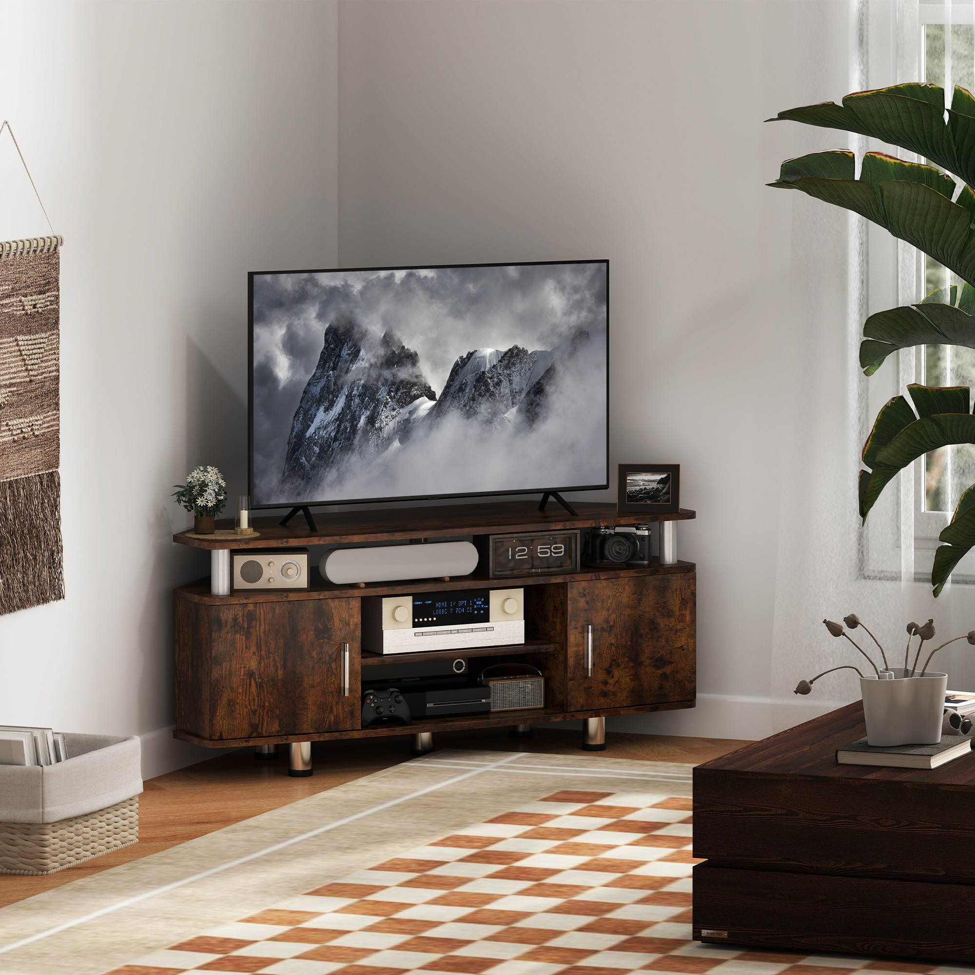 HOMCOM TV-Möbel TV-Ständer Holz TV-Bank für Fernseher bis zu 55 Zoll mit gr günstig online kaufen