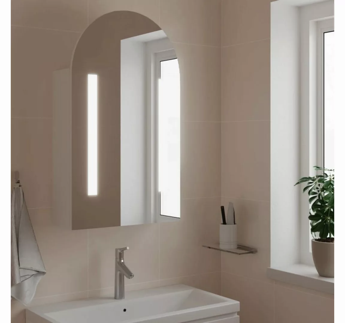 vidaXL Badezimmerspiegelschrank Spiegelschrank mit LED-Beleuchtung Gewölbt günstig online kaufen