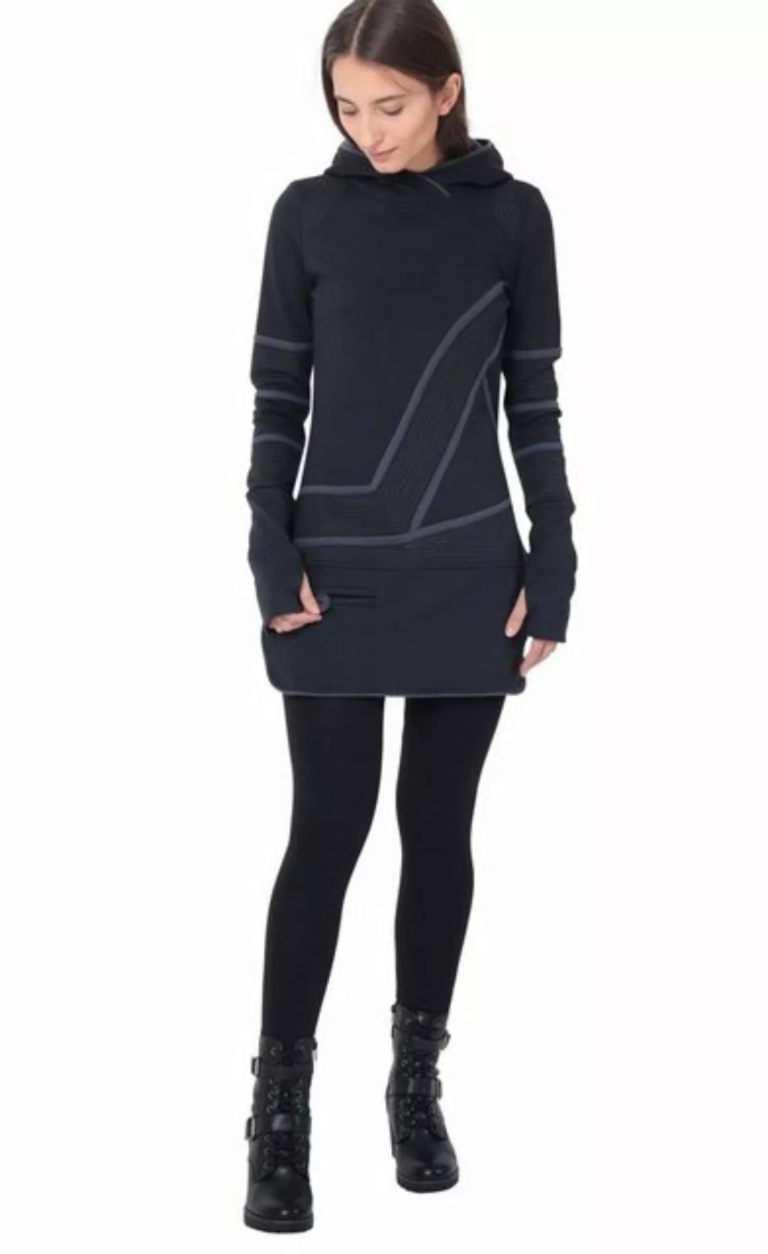 PUREWONDER Sweatkleid Kapuzenpullover-Kleid dr21 zweifarbiges Hoodie-Kleid günstig online kaufen