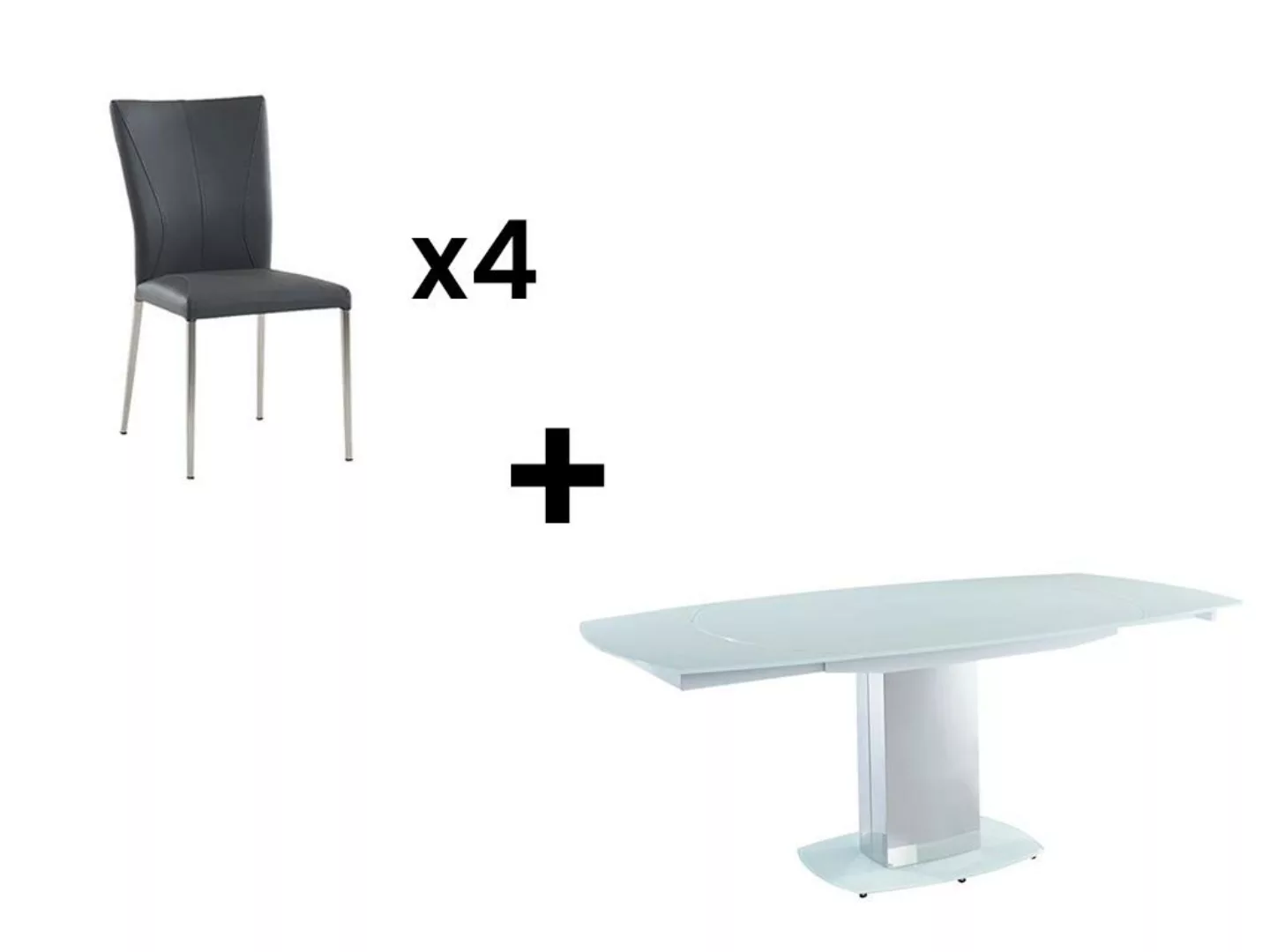 Essgruppe: Esstisch & 4 Stühle - Weiß & Grau - TALICIA günstig online kaufen