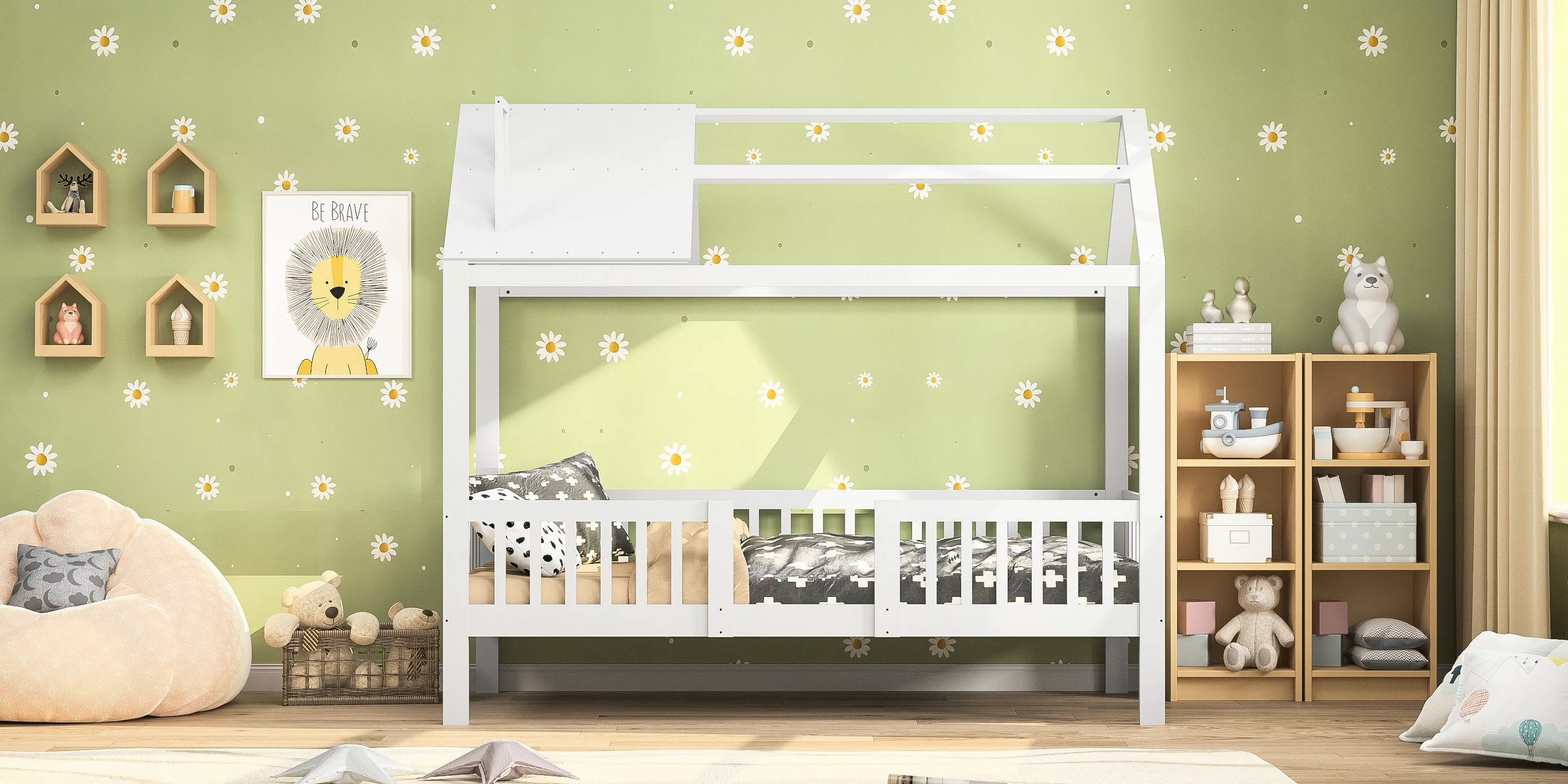 FUROKOY Kinderbett Massivholzbett 90x200 cm Holzbett günstig online kaufen