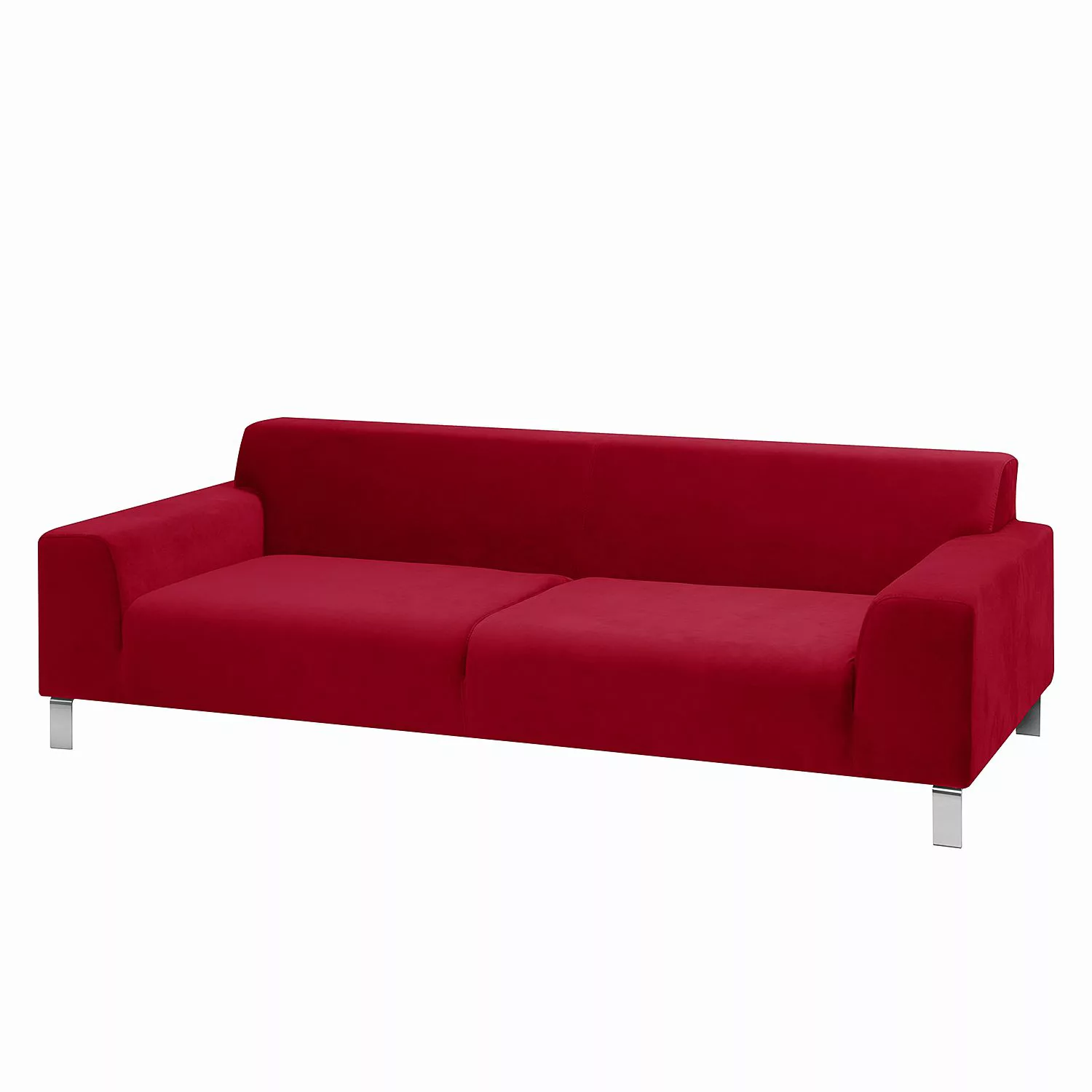 home24 Fredriks Sofa Bordon 3-Sitzer Rot Samt 222x70x96 cm günstig online kaufen