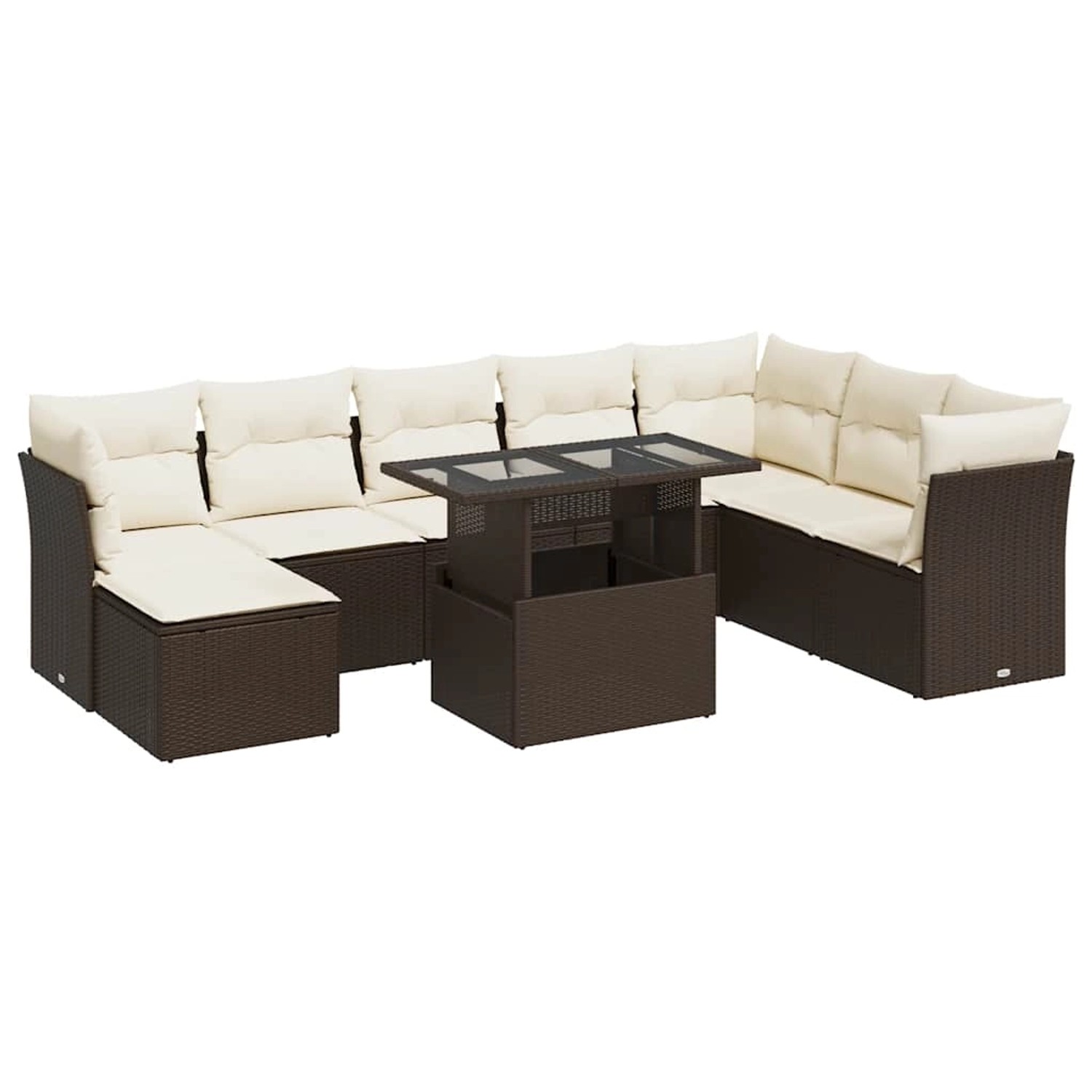 vidaXL 9-Tlg Garten-Sofagarnitur mit Kissen Braun Poly Rattan 3326214 günstig online kaufen