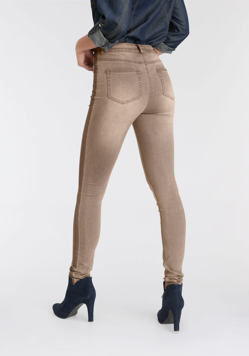 Arizona Skinny-fit-Jeans Ultra Stretch High Waist mit seitlichem Streifen günstig online kaufen