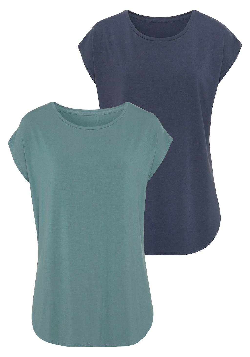 LASCANA Longshirt Shirt mit Rundhals, Kurzarm (Packung, 2-tlg) mit modisch günstig online kaufen