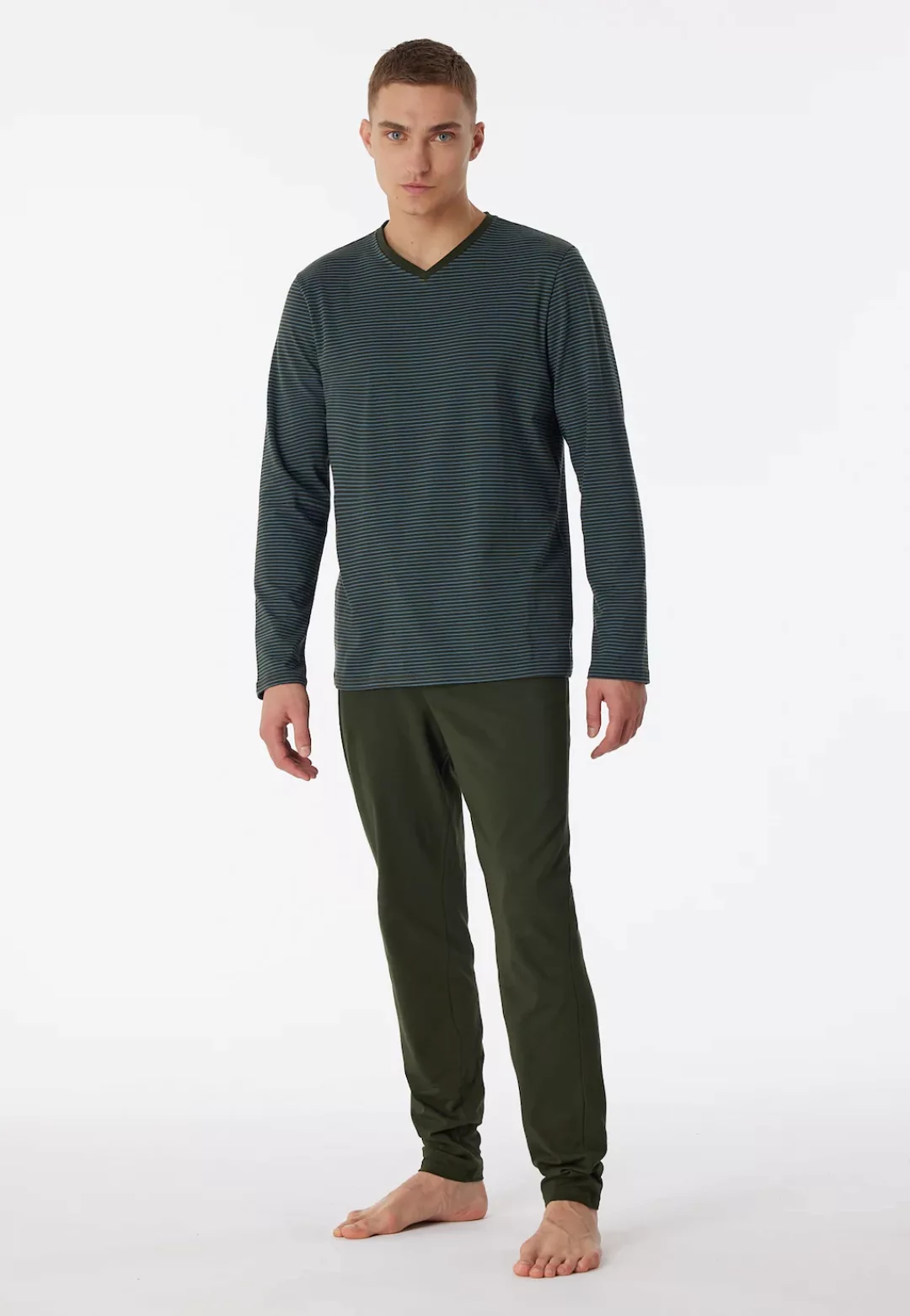 Schiesser Pyjama ""95/5"", (2 tlg.), mit geringeltem Langarmshirt mit einge günstig online kaufen