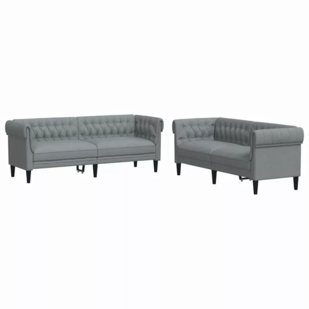 vidaXL Sofa Sofagarnitur Set mit Kissen Stoff, 2-tlg., Hellgrau günstig online kaufen