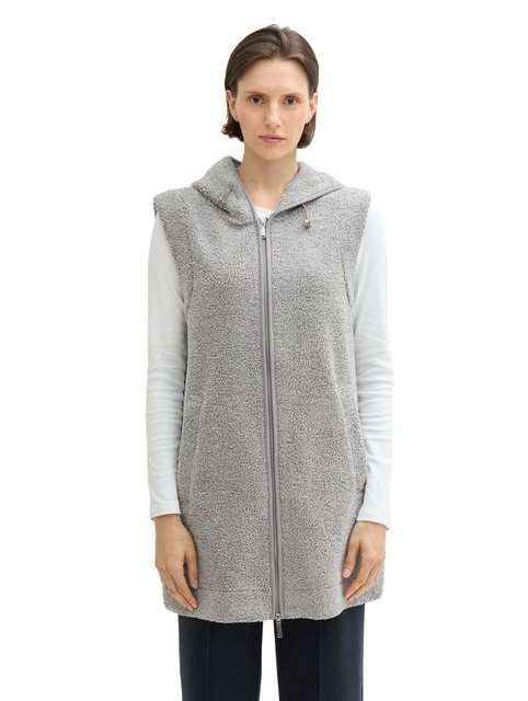 TOM TAILOR Sweatshirt Sweatshirt long teddy vest, medium silver grey melang günstig online kaufen