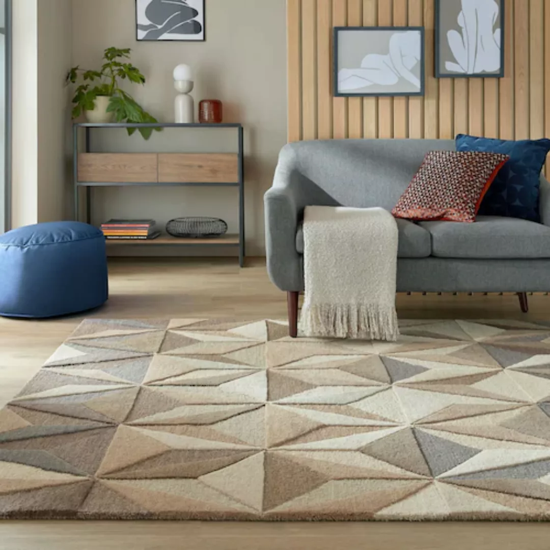 FLAIR RUGS Wollteppich »Reverie«, rechteckig, 10 mm Höhe, Geometrischer Tep günstig online kaufen