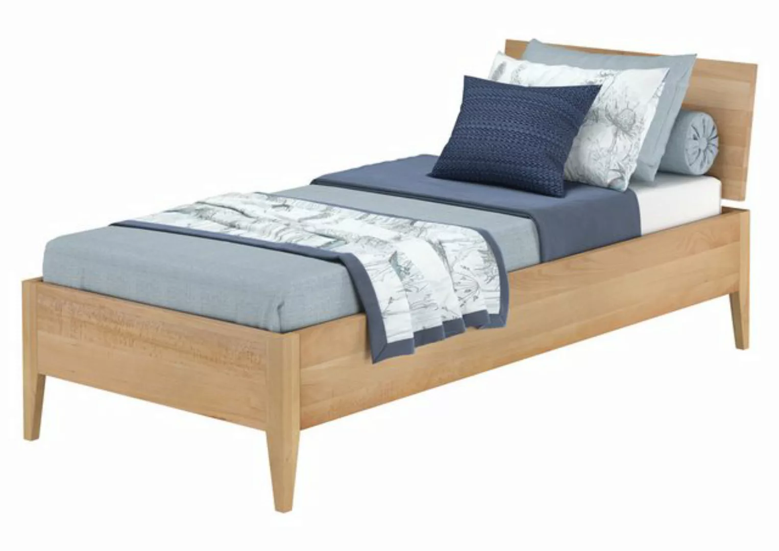 ERST-HOLZ Bett Einzelbett metallfrei 90x200 massives Buchenholz konische Fü günstig online kaufen