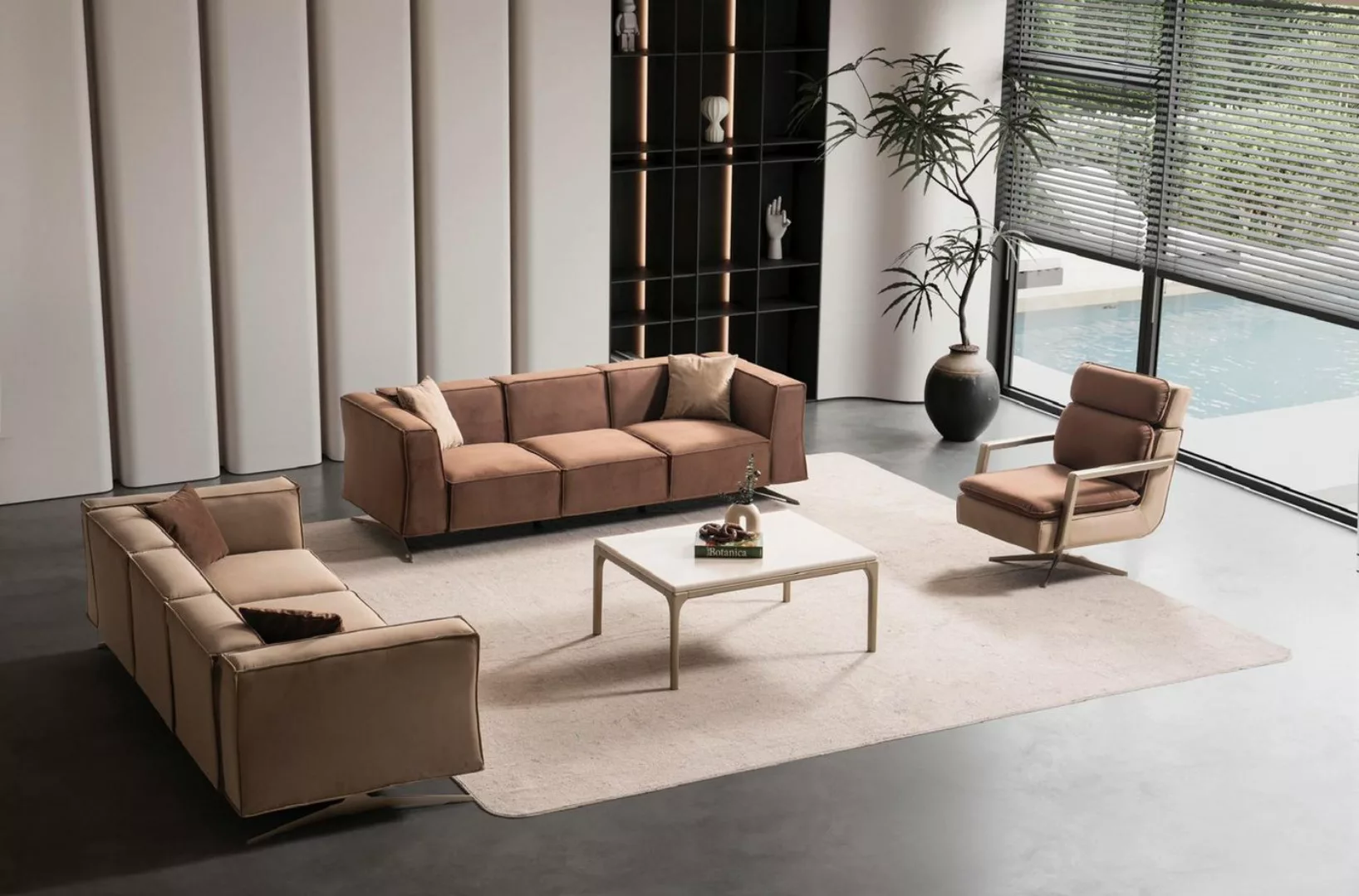 Nobelaa Sofa Sitzgruppe/Sofa Set - Wohnzimmergarnitur "Caraway" 3+3+1+1 günstig online kaufen