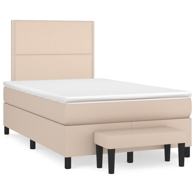 vidaXL Boxspringbett Boxspringbett mit Matratze und Fusshocker Kunstleder ( günstig online kaufen