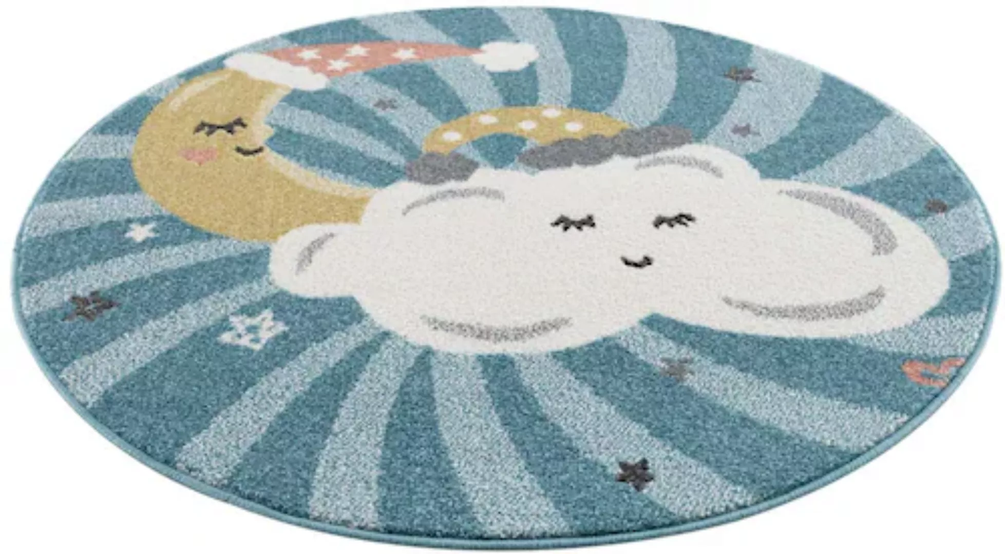 Carpet City Kinderteppich »Anime9380«, rund, 11 mm Höhe, Teppich Mond, Wolk günstig online kaufen