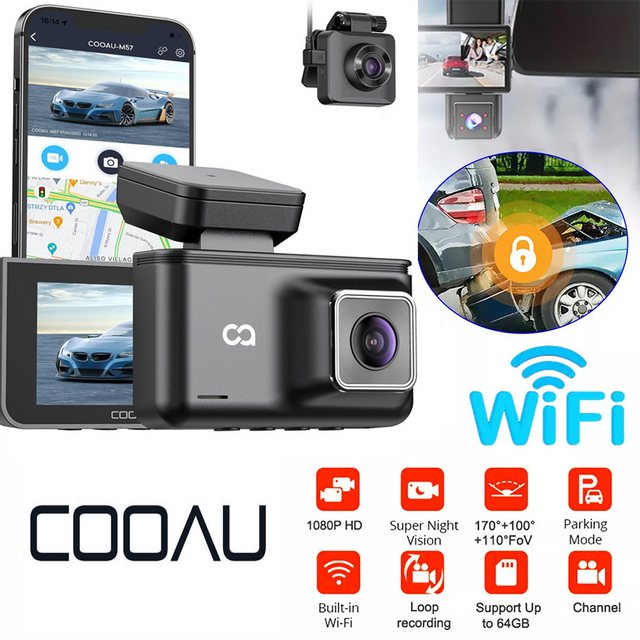 COOAU Dashcam Auto Vorne und Hinten Autokamera 170° Weitwinkel Nachtsicht D günstig online kaufen