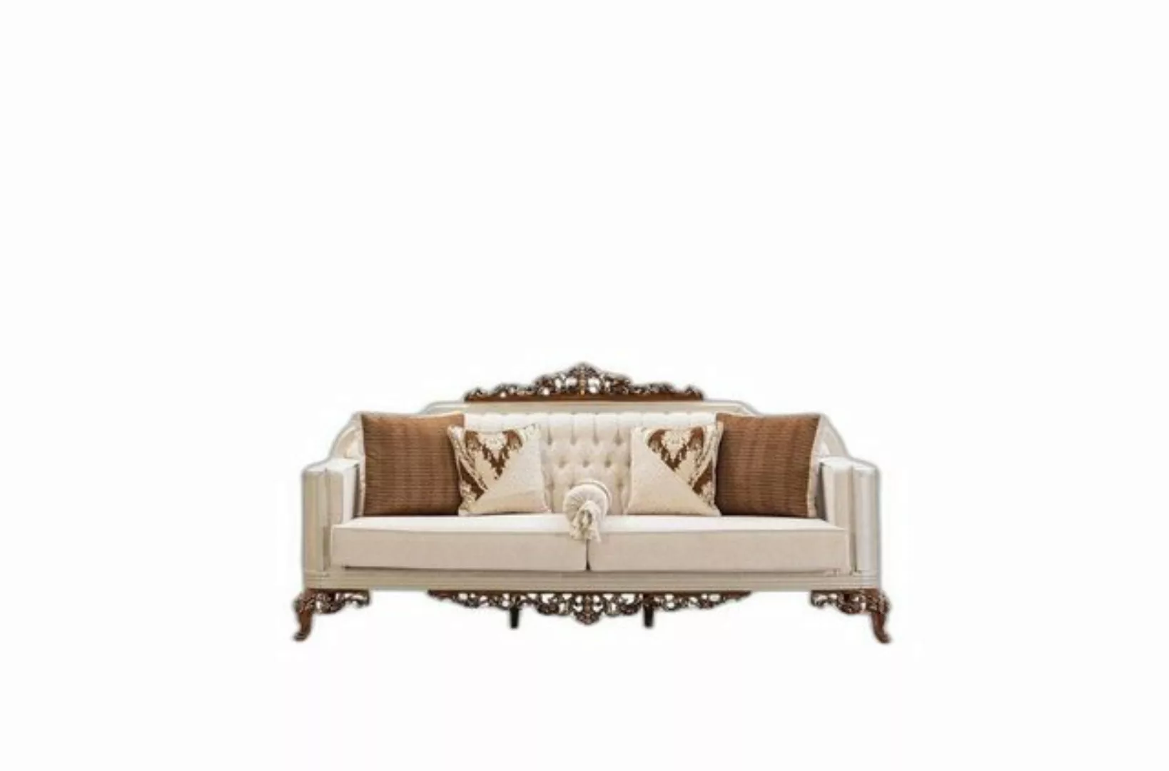 Xlmoebel Sofa Beige Sofa 3 Sitzer Holz Textil Modern Stil Wohnzimmer, 1 Tei günstig online kaufen