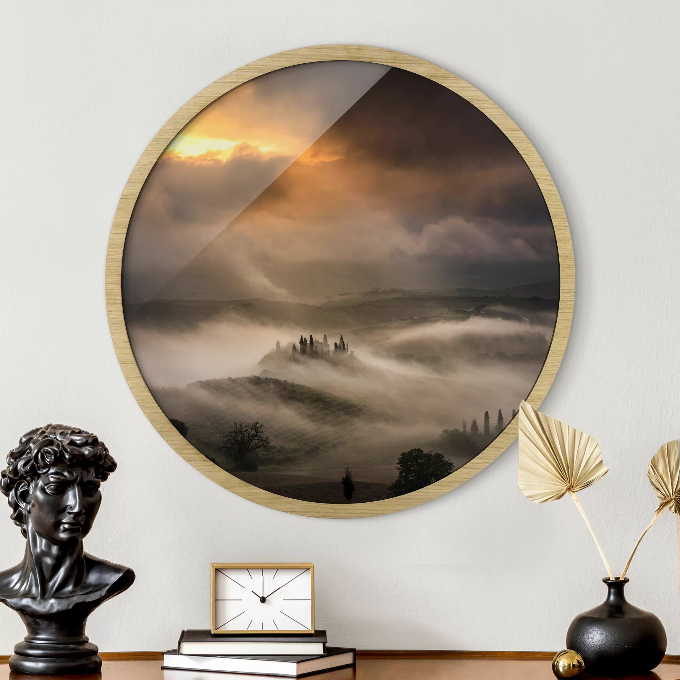 Rundes Gerahmtes Bild Nebelwellen günstig online kaufen