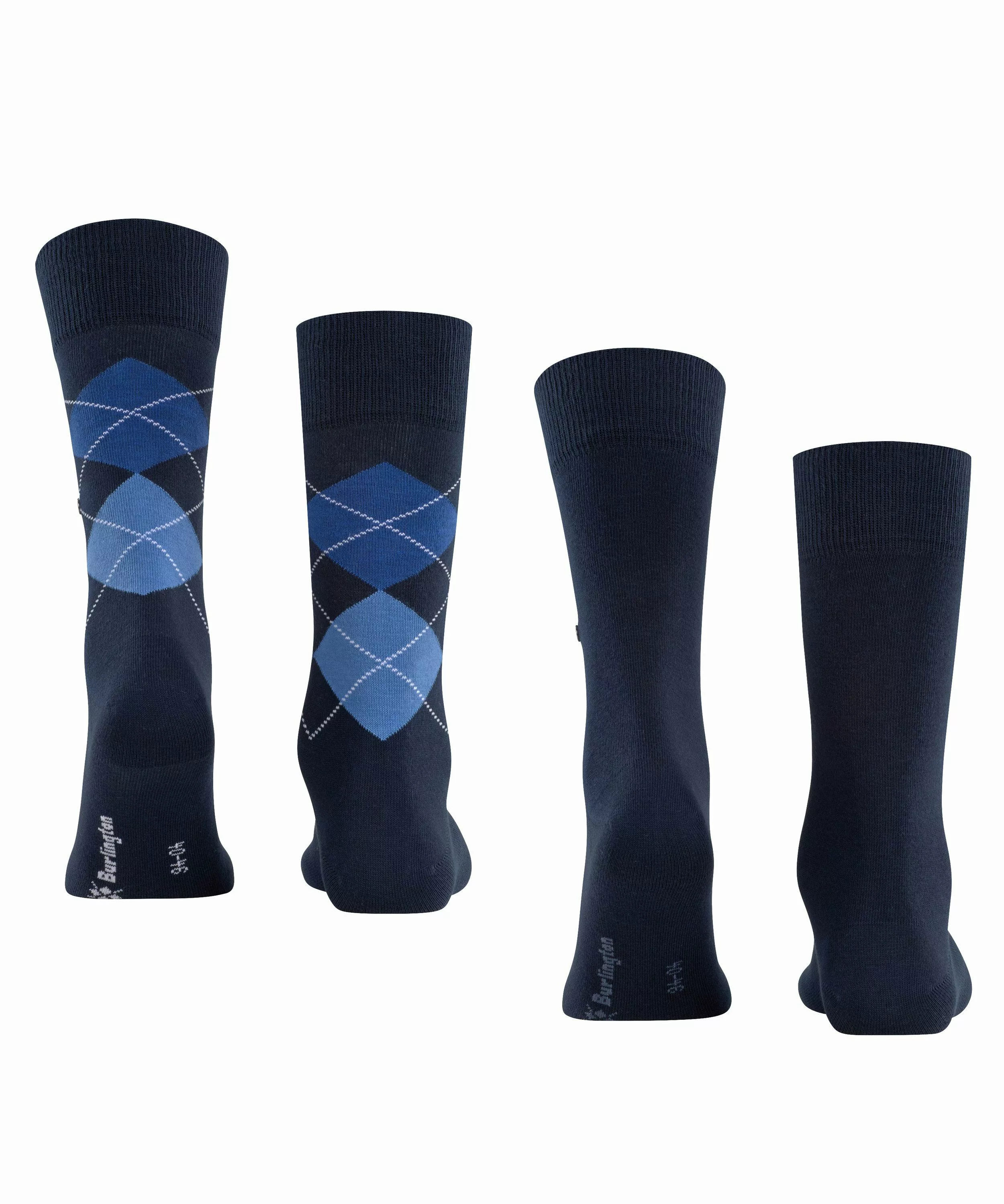 Burlington 2-er Set Socken Blau mit Argyle-Muster günstig online kaufen