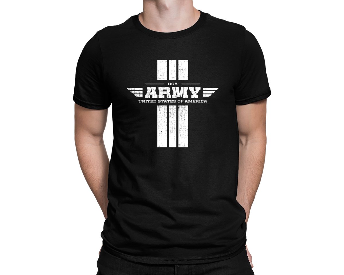 Unibly T-Shirt ARMY USA United Herren T-Shirt, Schwarz, S Rundhalsausschnit günstig online kaufen