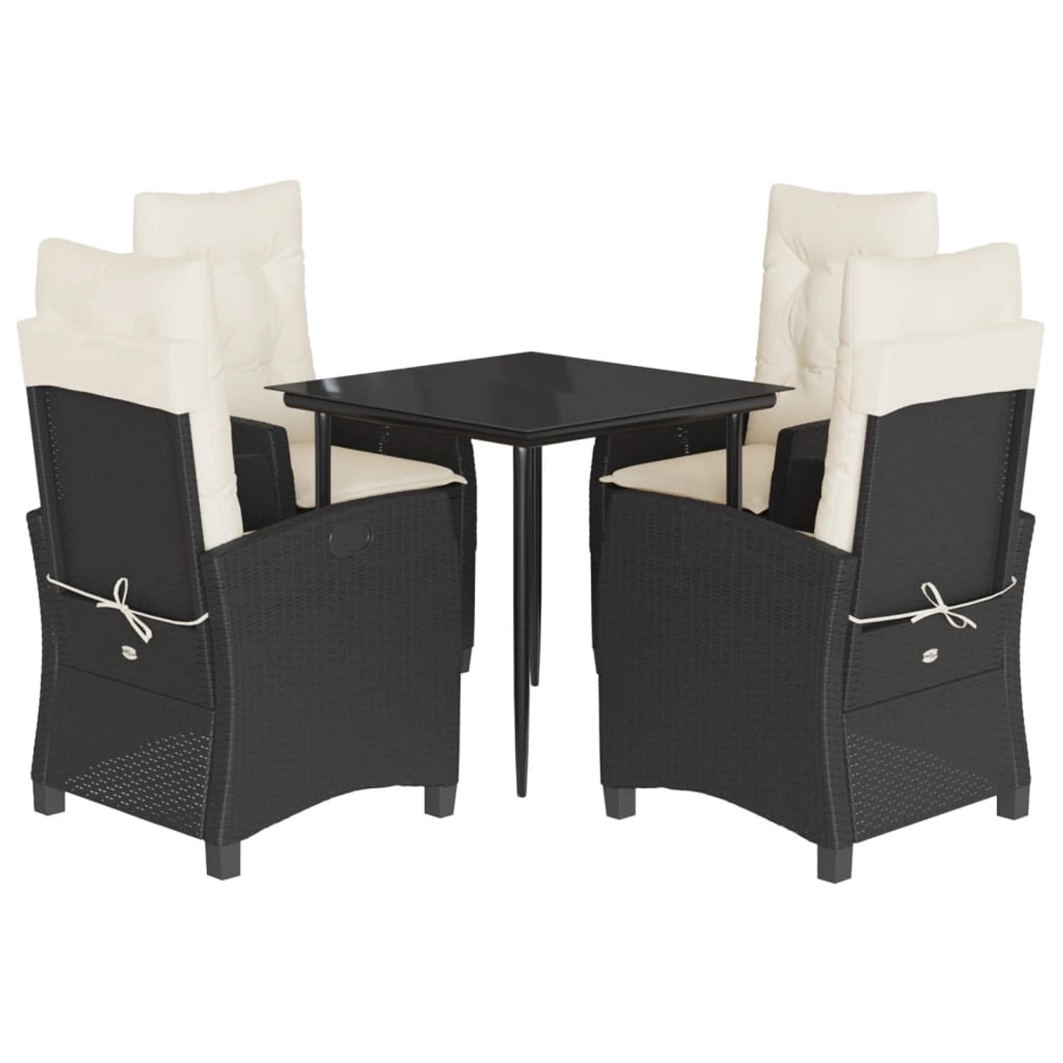 vidaXL 5-Tlg Garten-Essgruppe mit Kissen Schwarz Poly Rattan 3212723 günstig online kaufen