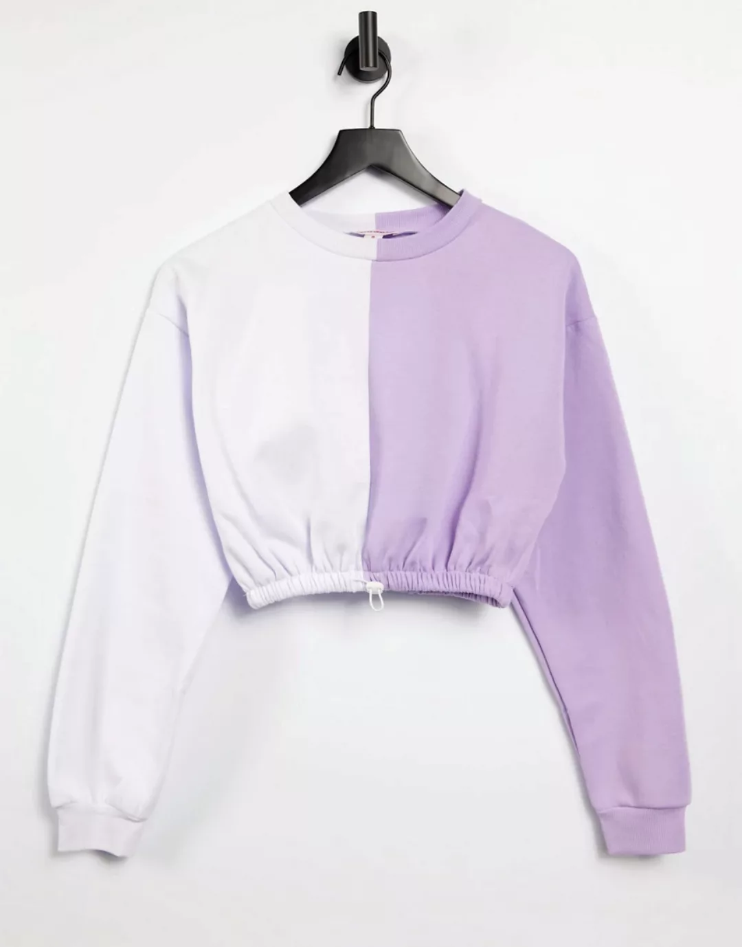 Urban Threads – Kurzes Sweatshirt mit Farbblock-Design, Kombiteil-Lila günstig online kaufen